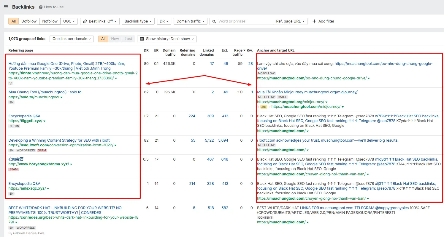 công cụ kiểm tra backlink Dữ Liệu Backlink Khi Xem Bằng Ahrefs