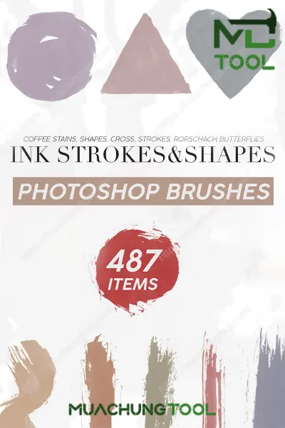 Ink Shapes & Strokes Photoshop Brushes