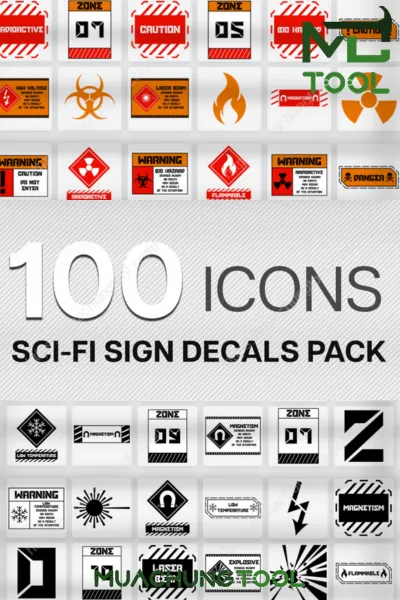 100 Sci-FI Sign Decals Icons Pack