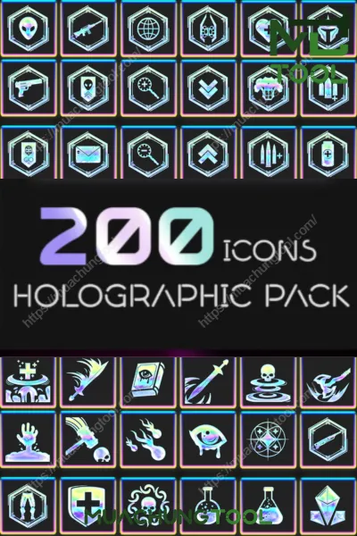 200 Holographic Icons Pack