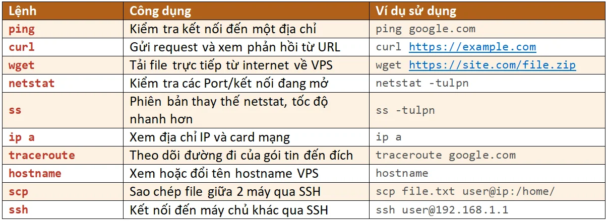 Nhóm lệnh quản lý Mạng (ping, curl, netstat, ip a)